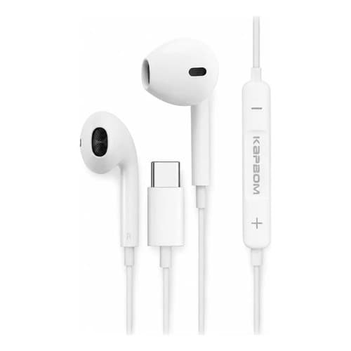 Fone De Ouvido Com Fio Tipo C Microfone Integrado Branco Para Audio E Chamadas