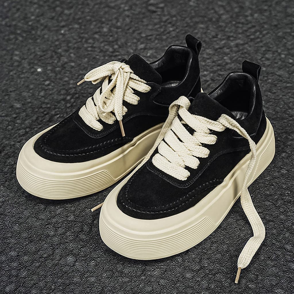 Primavera 2026 novo estilo sapatos masculinos de cano baixo de sola grossa esportes nicho sapatos estilo Hong Kong tênis