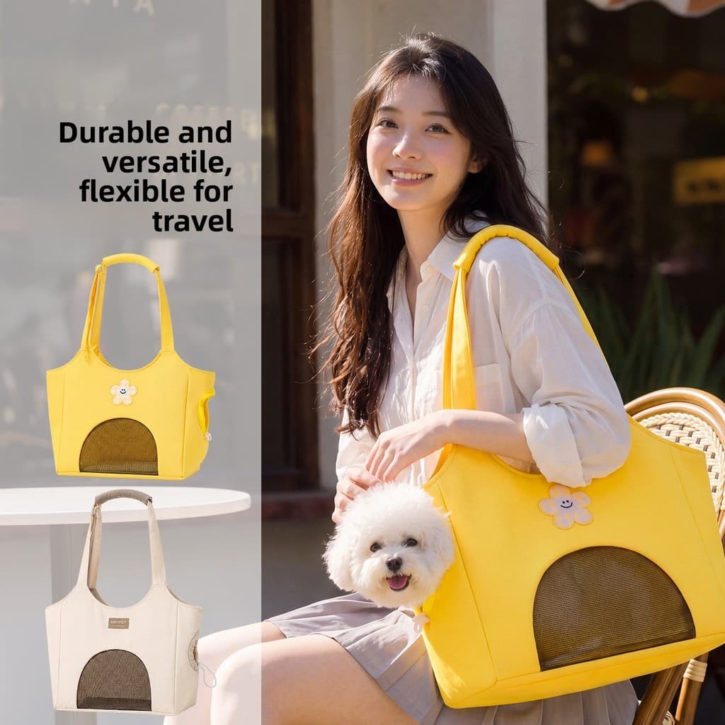 Quatro estações estilo animal de estimação bonito diversão acompanhando saco de lona pequeno cão Bichon Teddy Outing sac