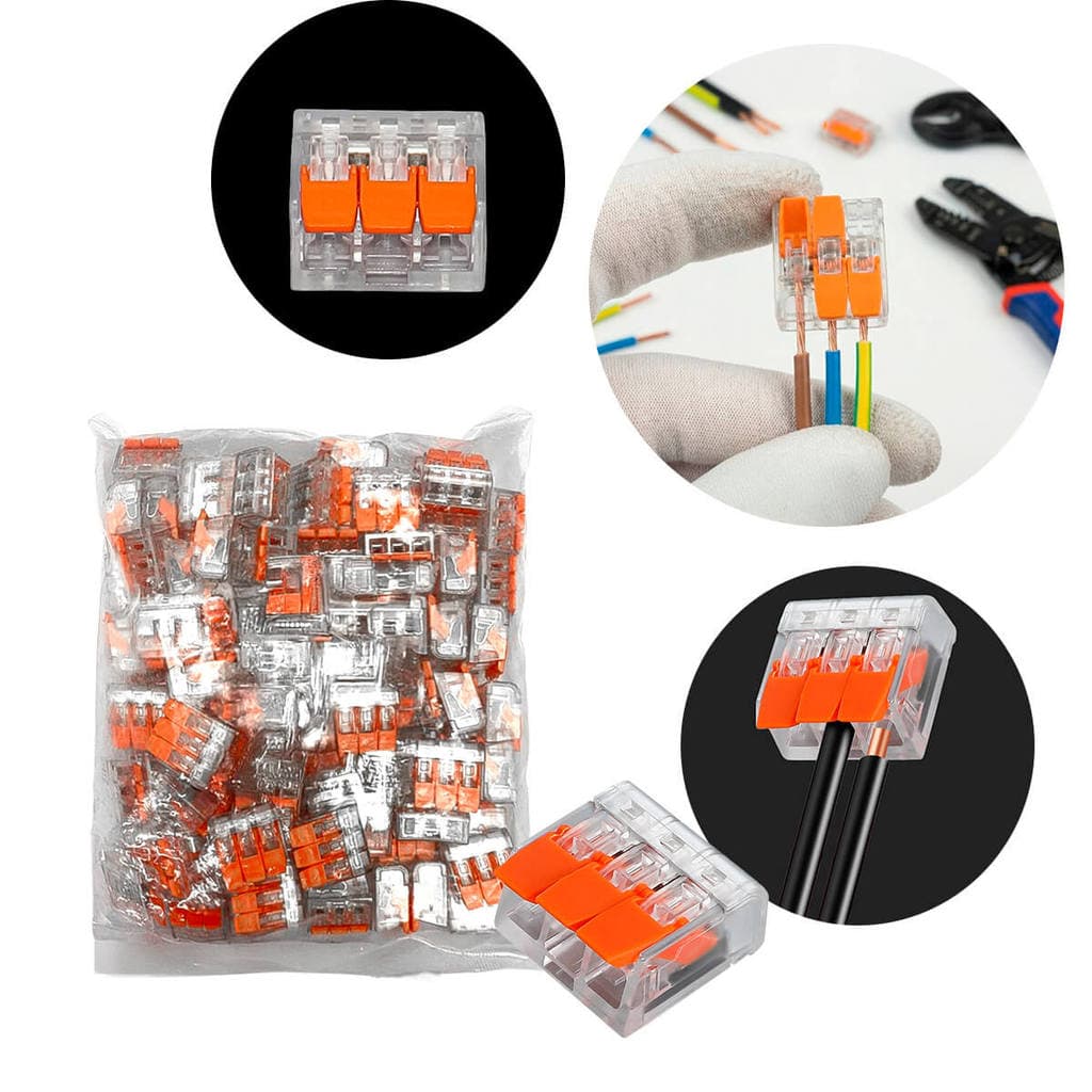 Conector Emenda de Fios 3 Vias Flat 100 Unidades