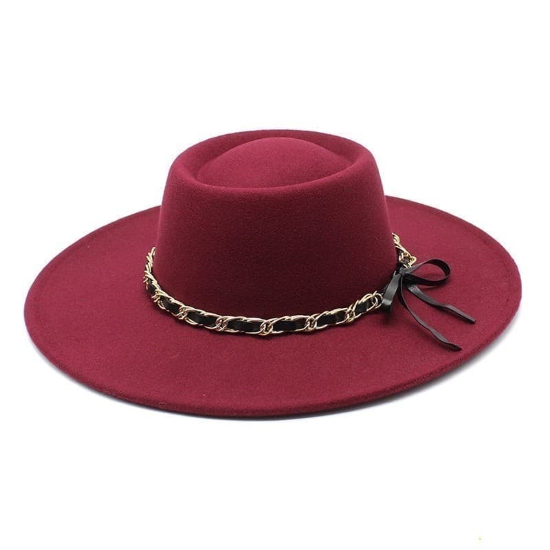 Outono inverno chapéu superior colisão cúpula grande aba chapéu masculino feminino Retro aba plana chapéu de lã chapéu d