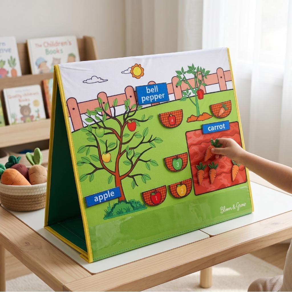 Placa De Feltro Dobrável Alomejor , Brinquedo Educacional Dupla Face Para Crianças , Contar Histórias Interativas Em Azu