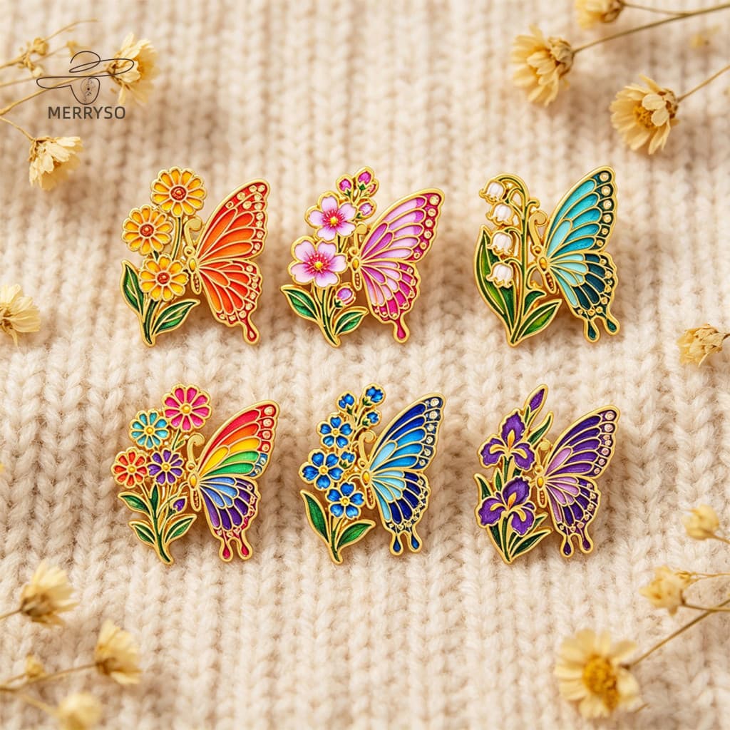Merryso-Broche De Borboleta Floral , Em Formato De Liga Premium , Design Sem Rebarbas , Presente Romântico Ideal Para Fe