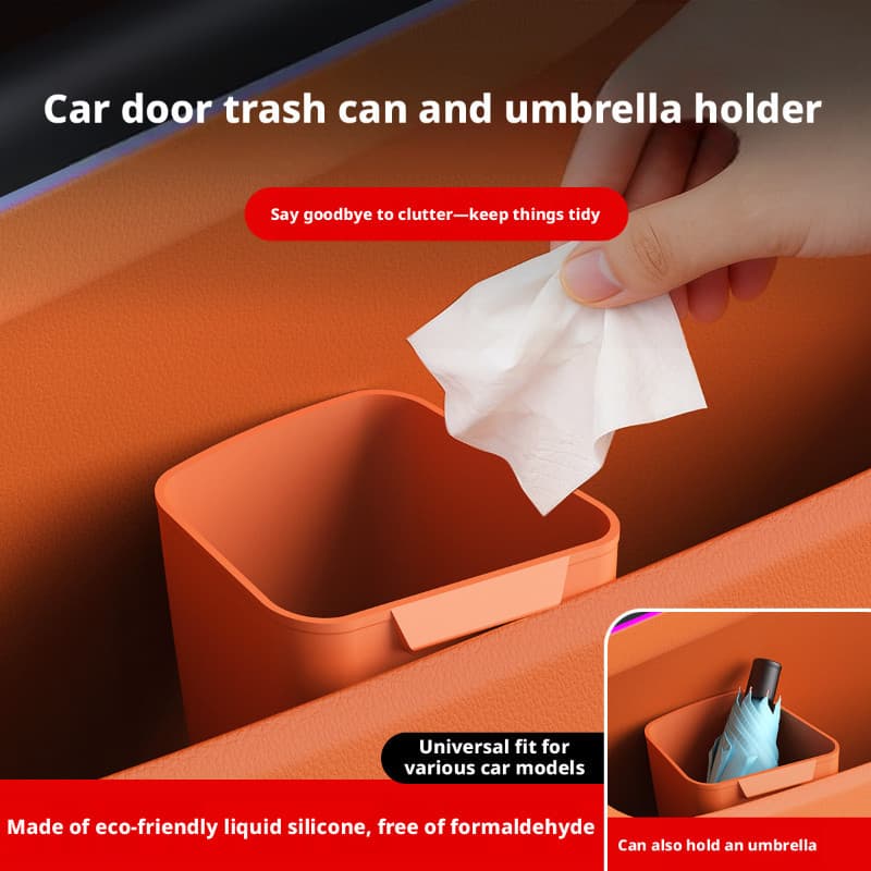 Lixeira de Silicone para carro, caixa de armazenamento para porta de carro, guarda-chuva no carro, caixa de armazenament