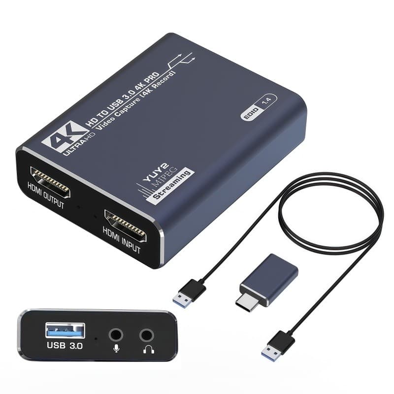 Placa de Captura de Vídeo HDMI para USB 4K Gravação de Tela USB3.0 1080P 60FPS Captura de Jogo para PS4 Câmera Switch