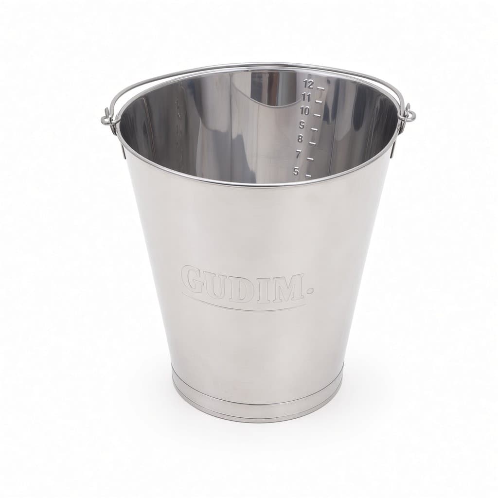 Balde de Ordenha p/ Tirar Leite 12L Inox Fazenda Sitio Vacas - Gudim