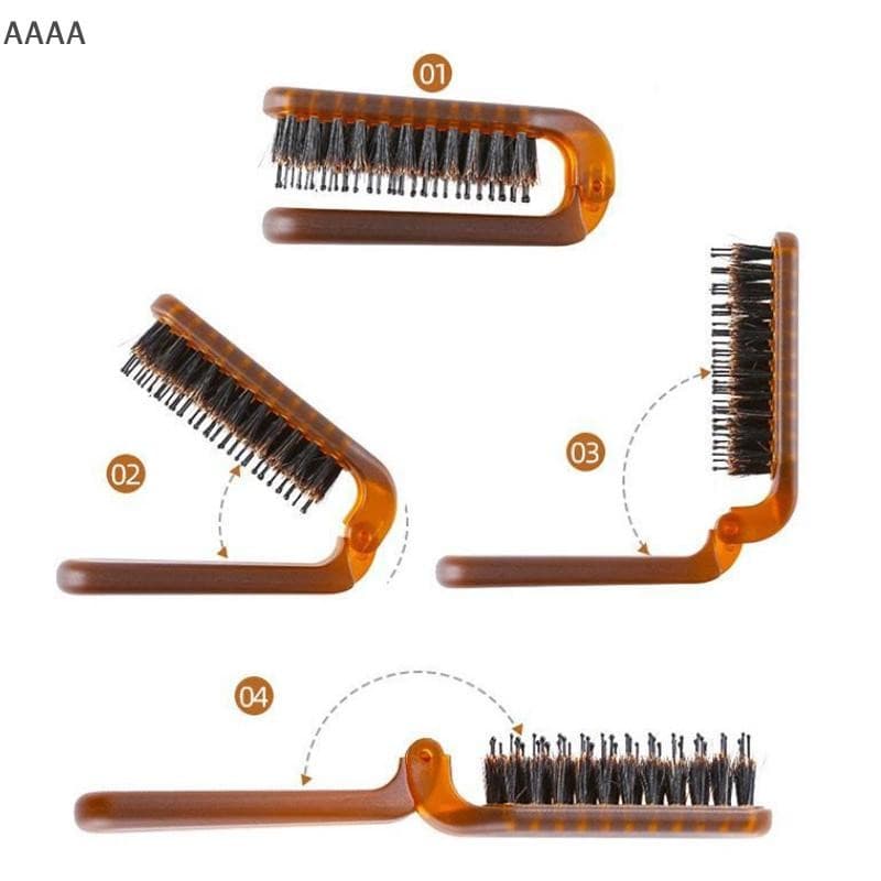 kaciiy Pente De Cabelo Dobrável Portátil , Escova Com Cerdas De Javali , Escovas De Massagem , Massageador De Couro Cabe