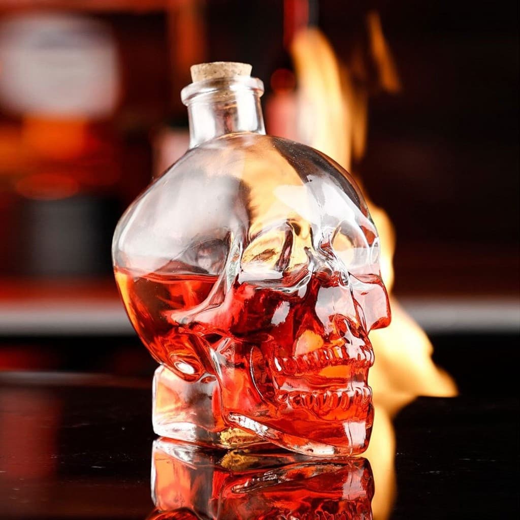 Garrafa de vidro Caveira Skull Crânio