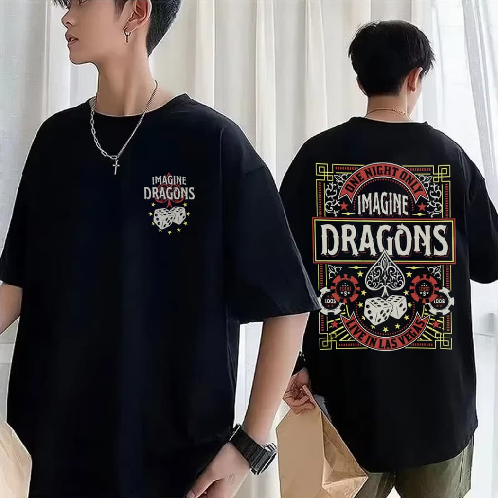 Camiseta Basica Ou Oversized Banda Pop Imagine Dragons One Night Only Show World Tour Loom