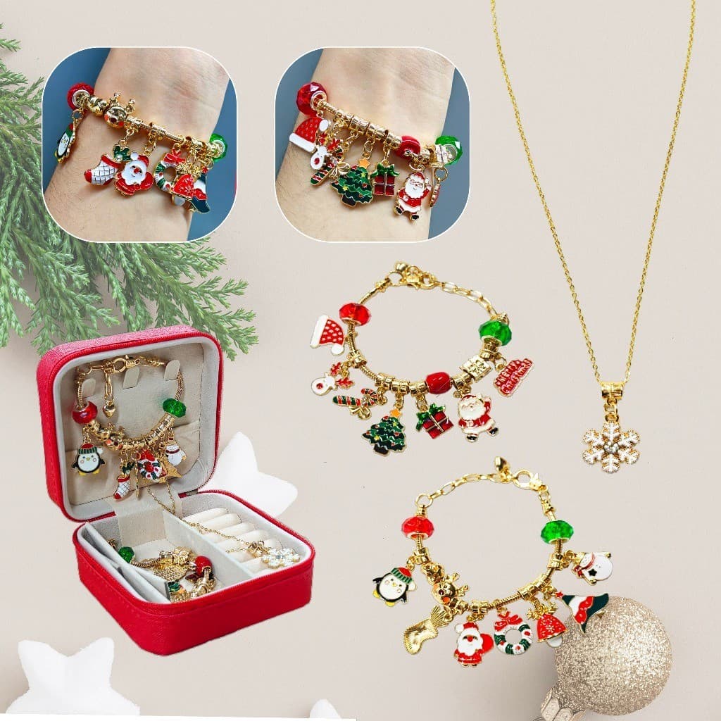 Kit de Pulseira de Charme Natalino Joias DIY Presentes de Férias - B841