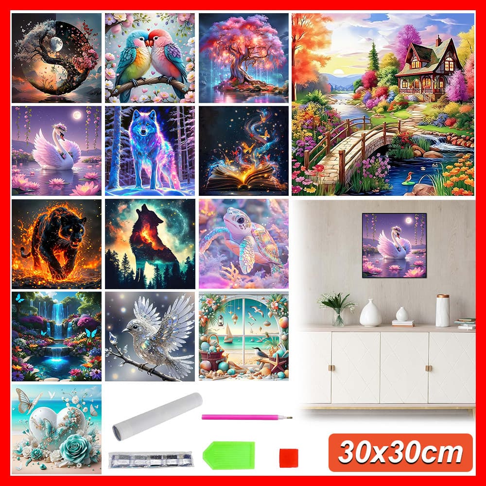 [30 x 30 cm 5D Square Diamond Painting] Conjunto completo DIY Kit Cristal Diamante Arte Pintura