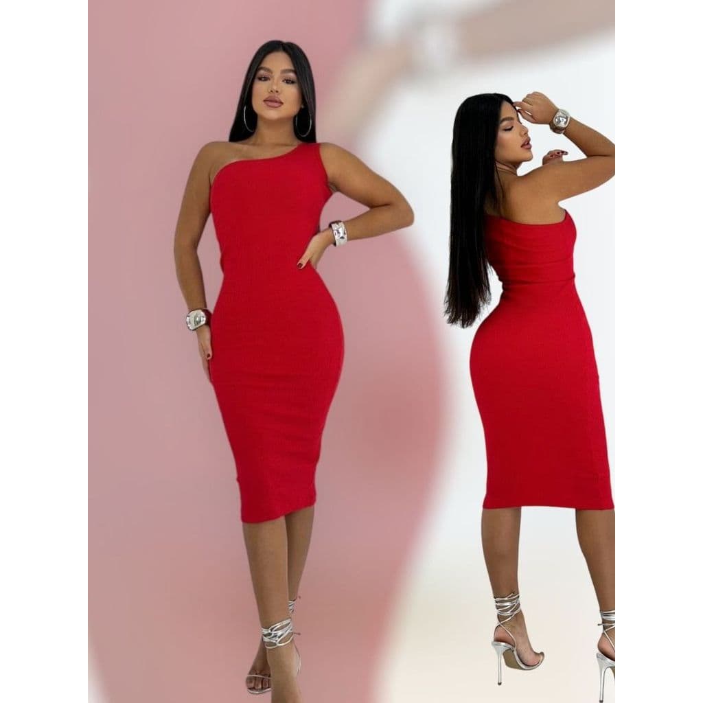 Vestido Midi Mula Manca Ombro Só Coladinho Coleção 2025 Candy Colors Ribana Canelada Premium Verão/