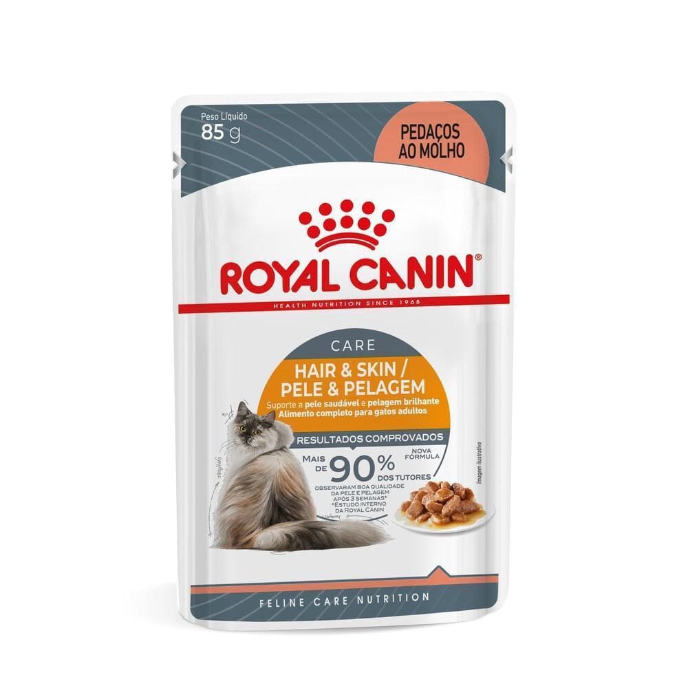 Ração Úmida Sachê Hair e Skin para Gatos Adultos 85 g Royal Canin