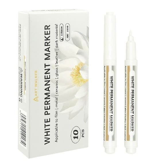 Caneta Branca Permanente Kit 10 Peças Para Vidro, Metal, Plástico, Couro, Cerâmica e Superfícies