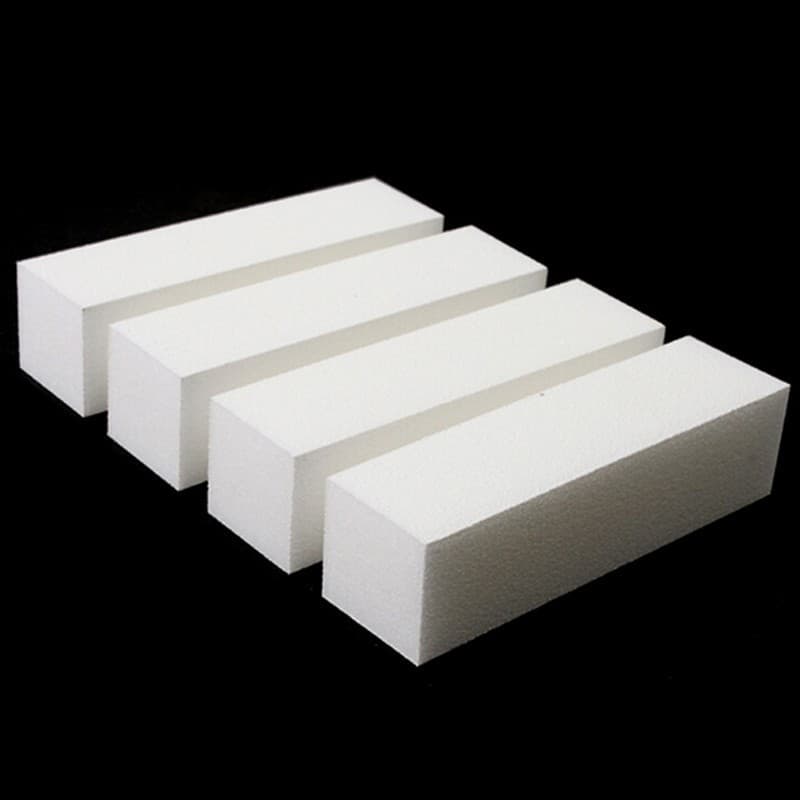 Bloco de tofu branco para nail art, bloco quadrado de alta espuma, polido nos quatro lados, lixa de unha