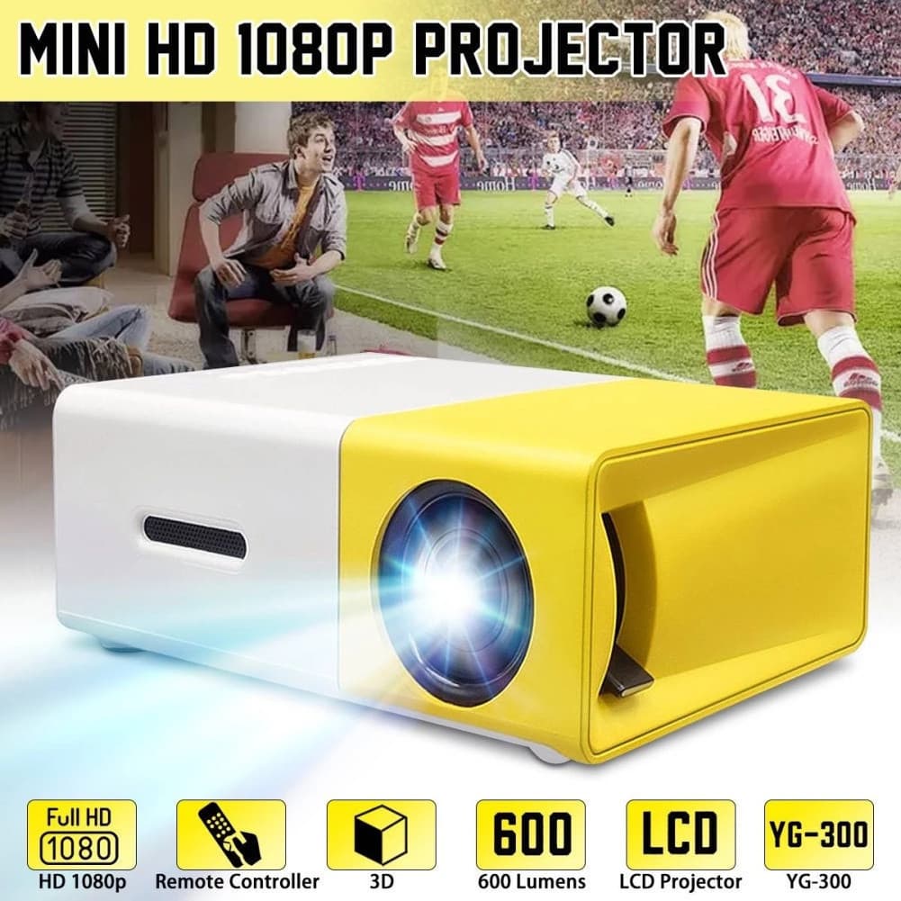 Mini Projetor Portátil YG300 LED 1080p 600 Lúmens HDMI - Envio Imediato