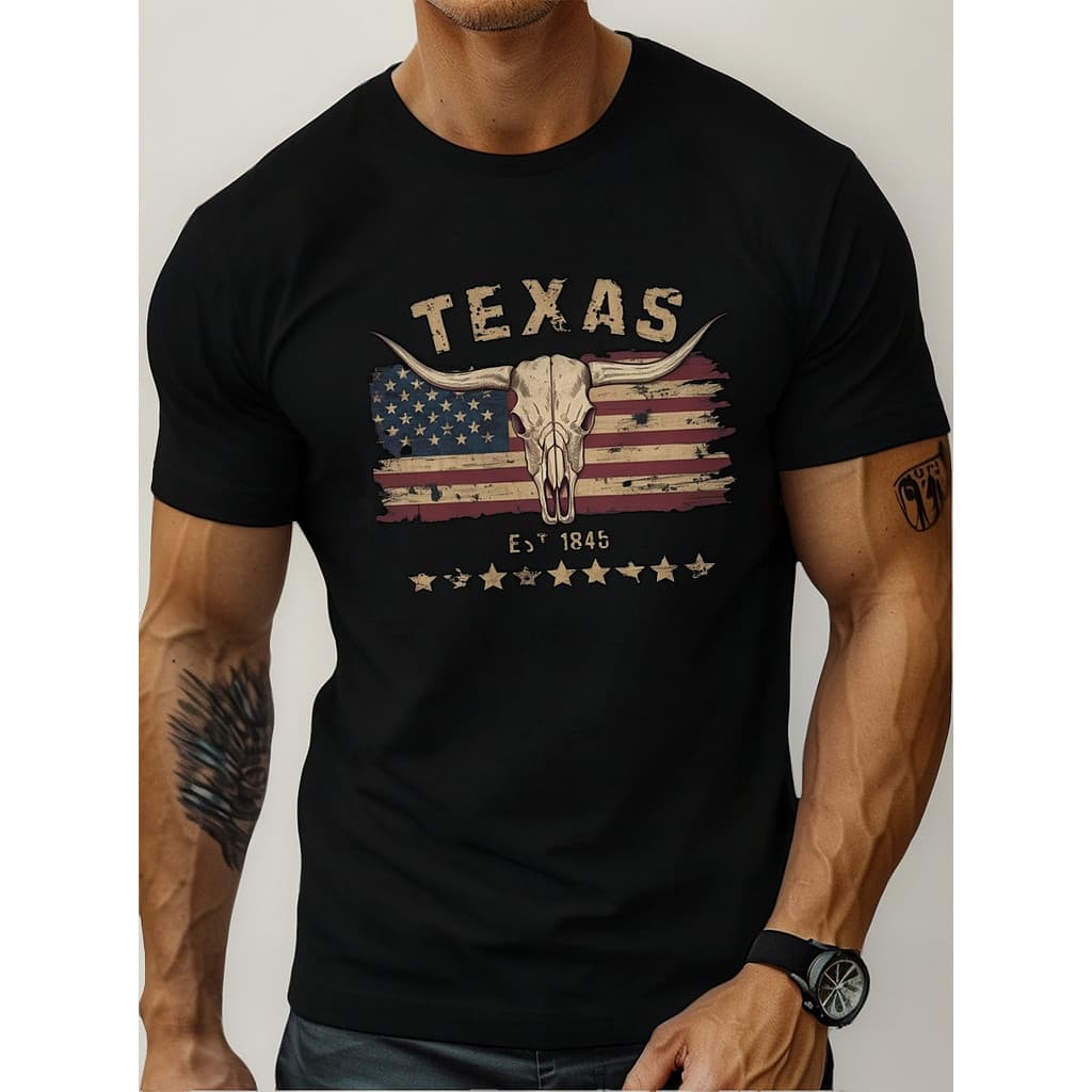 Camiseta Masculina Texas Bandeira Eua Country