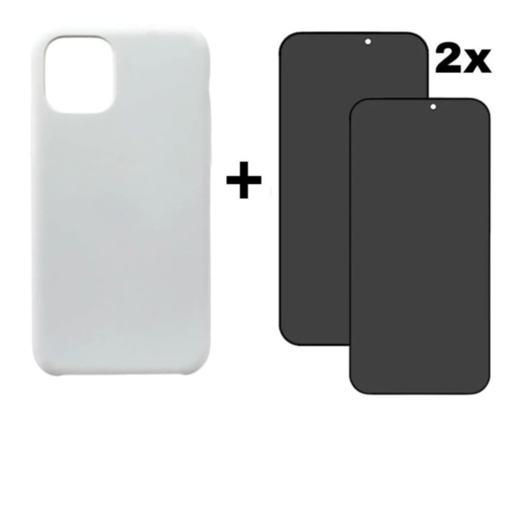 Kit 3 em 1 Case Branca + 2 Películas Vidro 3D Privacidade Compatível iPhone 11 12 13 14 15 candy