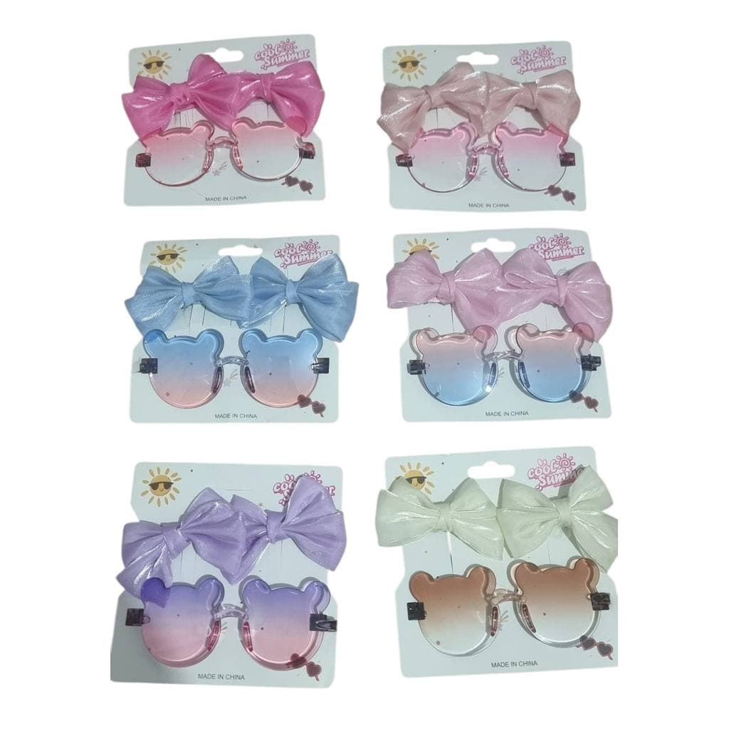 Kit Infantil Óculos e Laços Presilhas Menina Luxo