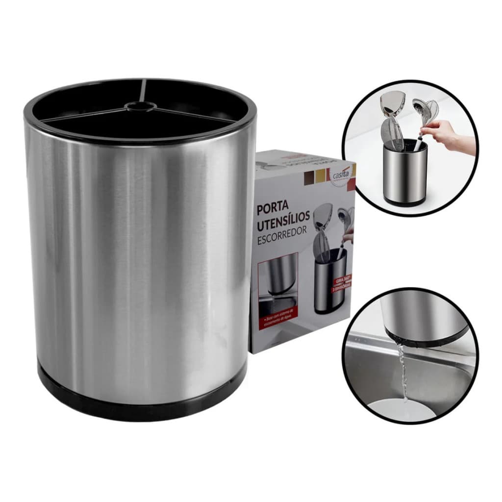Organizador Porta Talheres Utensílios Escorredor Giratório