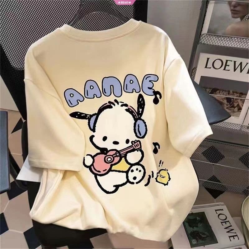 Camiseta De Manga Curta Coreano  Harajuku  Pochacco Cartoon 100% ALGODÃO ENVIO IMEDIATO