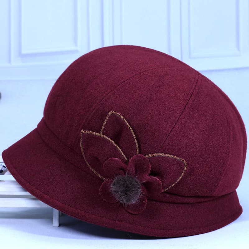 Chapéu para idosos feminino outono inverno chapéu de bacia de lã engrossado quente mãe de meia-idade idosos chapéu femin