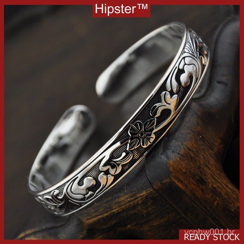 Cle Ssico Do Vintage Da Moda Pulseira De Prata Ajust Vel Das Mulheres Ornamento