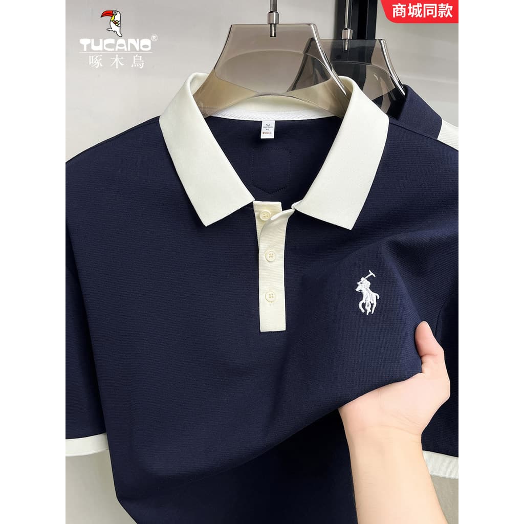 Woodpecker camisa Polo masculina verão moda bordado de manga curta camiseta novo negócio Casual comércio exterior topo m