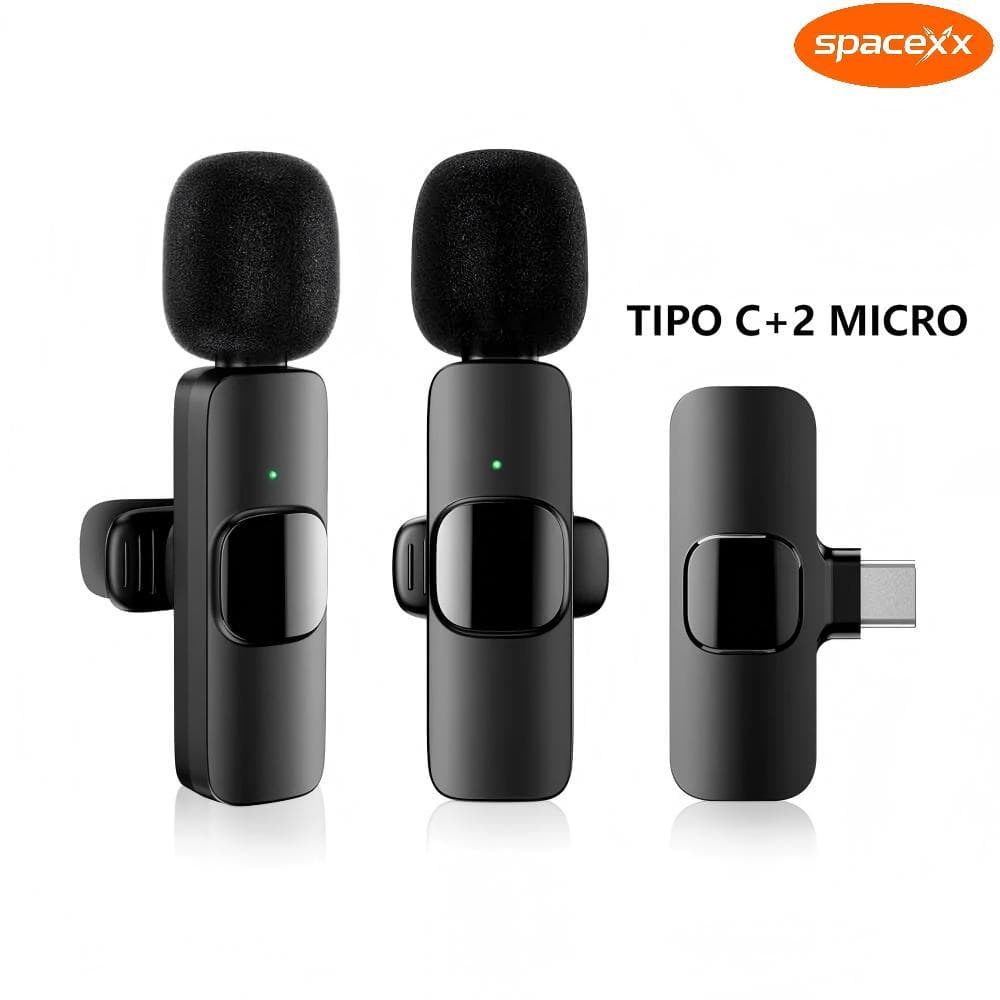 Microfone de Lapela K9 Vlog Sem Fio Alta Definição Compatível IPhone e TIPO C-Spacexx