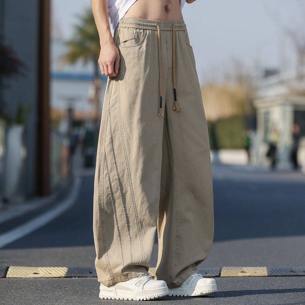 Puro algodão Machete calças casuais masculinas 2026 primavera verão novo estilo juventude americano Street Wear solto ma