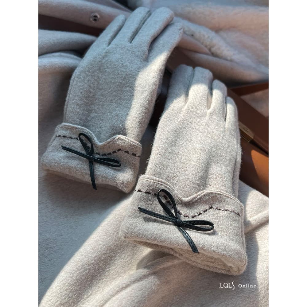 Série Yamashima!Japonês simples elegante lã luvas de lã feminino inverno engrossado velo dedo luvas tela toque