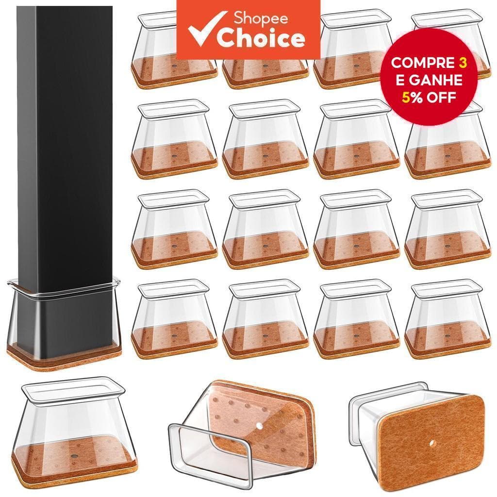 Protetores De Pés De Cadeira Retangulares, 16 Peças De Silicone E Feltro, Ideais Para Pisos De Madeira, Sem ruído