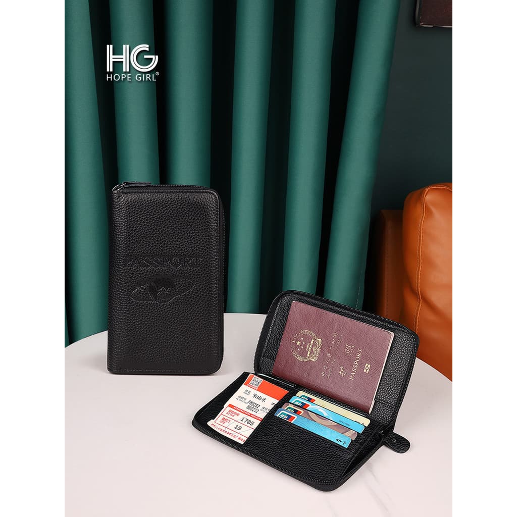 Capa protetora para passaporte de couro genuíno Bolsa de armazenamento Porta-passaporte antimagnético RFID Bolsa para ca