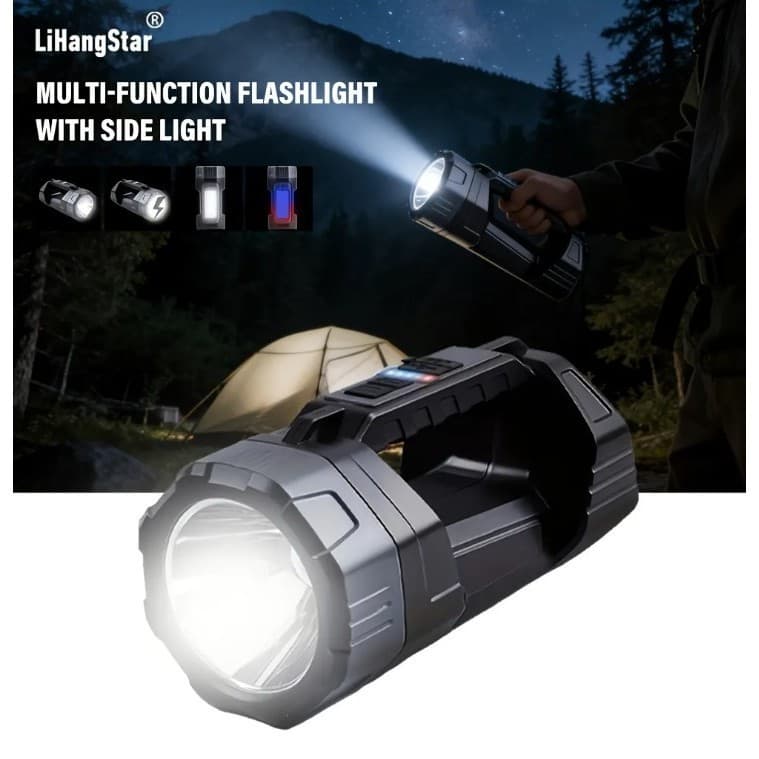 Lanterna LED Solar Recarregável USB Alta Potência 4 Modos de Iluminação.