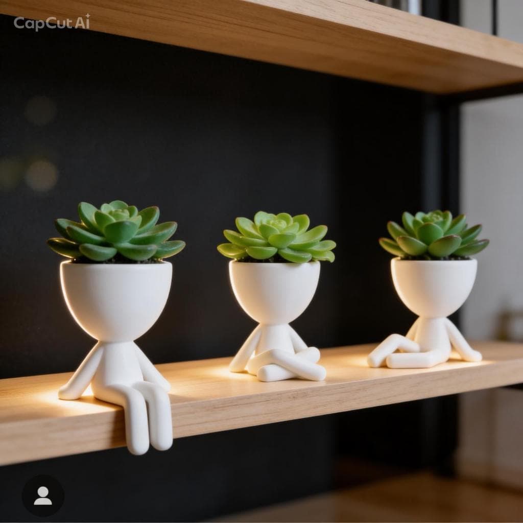 Kit 3 Vasos Bob Robert Cachepot Suculentas Cactos e Decoração Premium