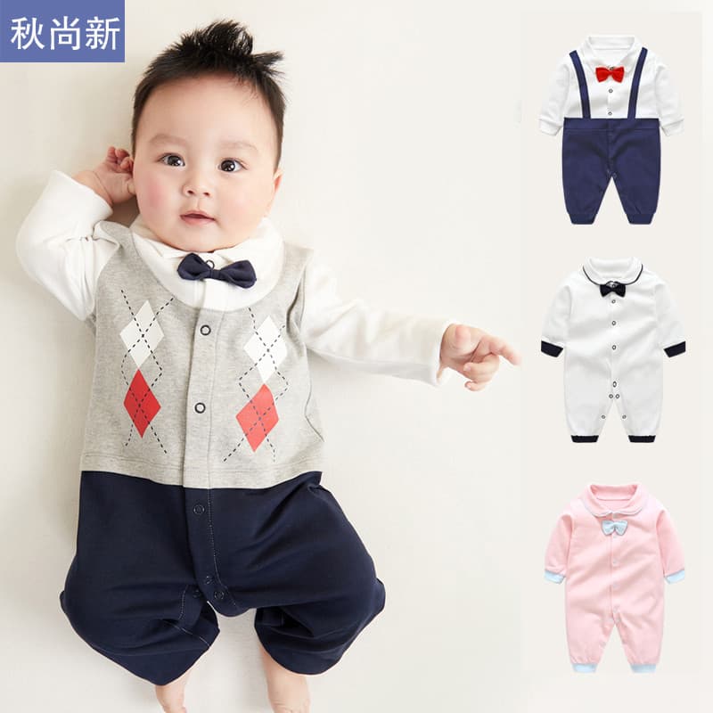 Bebê recém-nascido roupas de uma peça primavera outono vestido de um ano cem dias menino bebê primavera roupas mês intei