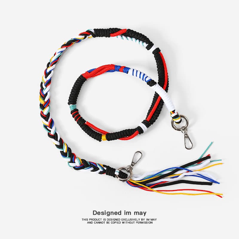 Rua tecelagem mão-tecido saco alça de ombro acessórios saco Diagonal corrente Crossbody calças acessórios pingente decor