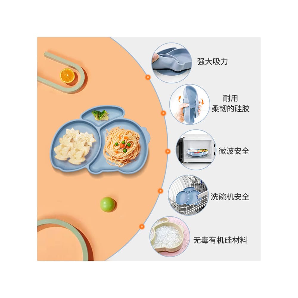 Prato infantil com ventosa Tigela bebê alimentação complementar Kit talher silicone bebê Prato de jantar para bebês, ven