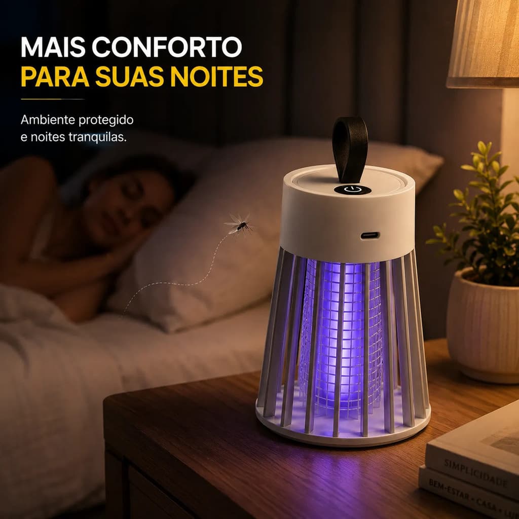 Lâmpada Matadora Antimosquito Mosca Mosquiteiro Led Uv Recarregável USB