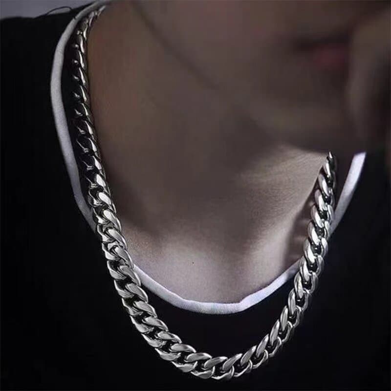 colar colar aço inoxidável All-Match cubana corrente masculina na moda colar masculino High-End sentido rufião bonito