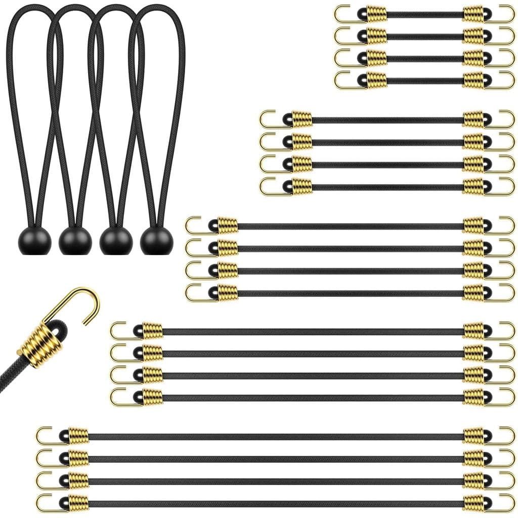 Vibit 24 Peças de Cordas Elásticas Pequenas com Ganchos, Cordas Elásticas Mini de 2"-10" com Ganchos, Cordas Elásticas C