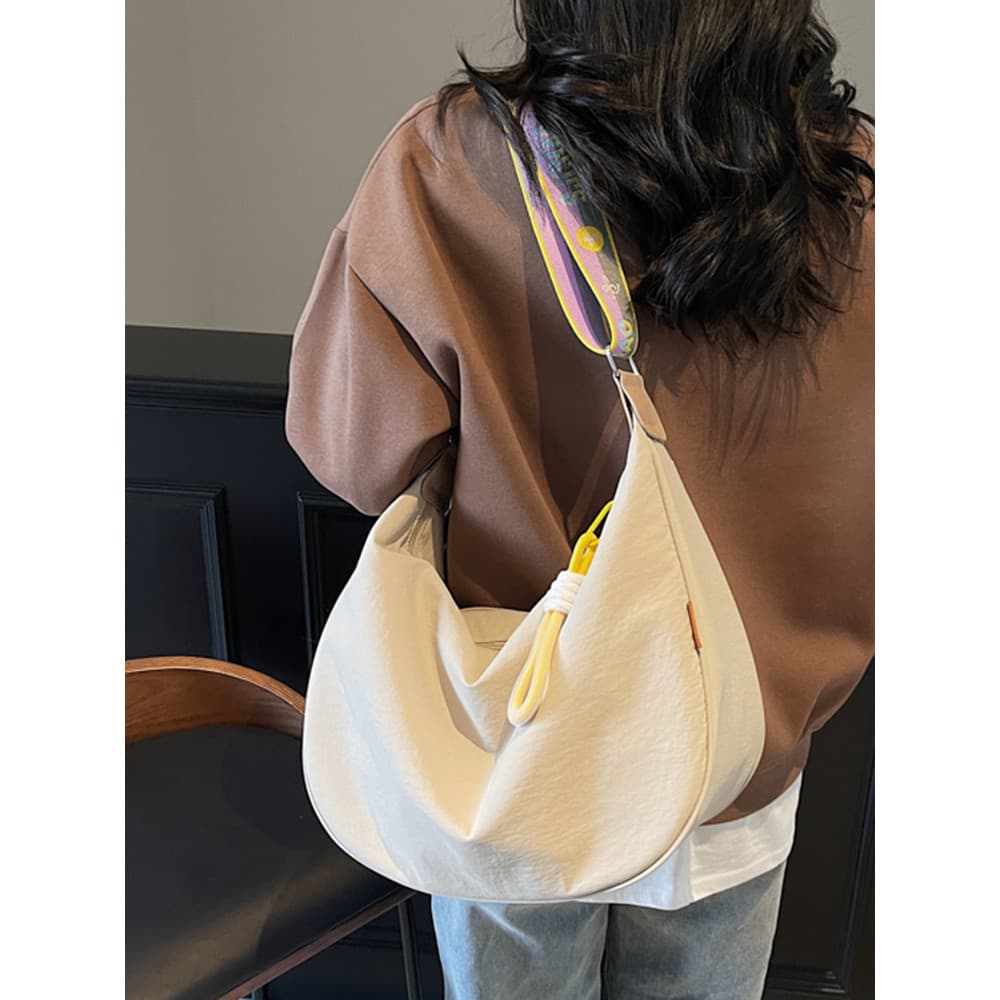 Bolsa de lona feminina grande capacidade 2026 novo estilo estilo preguiçoso banda larga saco do mensageiro nicho High-En