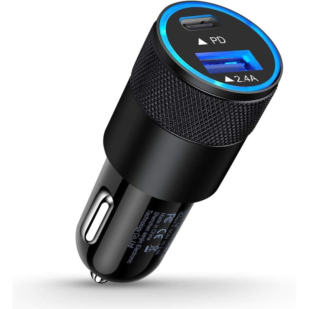 Carregador de Carro AILKIN 30W PD USB C, Bloco de Carregamento Rápido USB Tipo C com Duas Portas USB A e USBC, Adaptador
