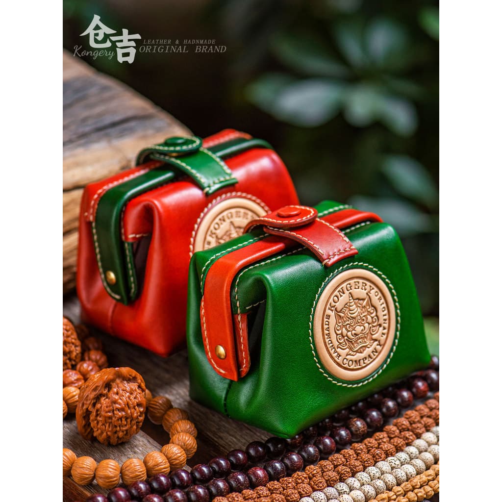 [Coleção Tianlu] Bolsa de armazenamento Wenwan!Cangyo pulseira artesanal de couro de oliva, joia, boca, bolsa dourada