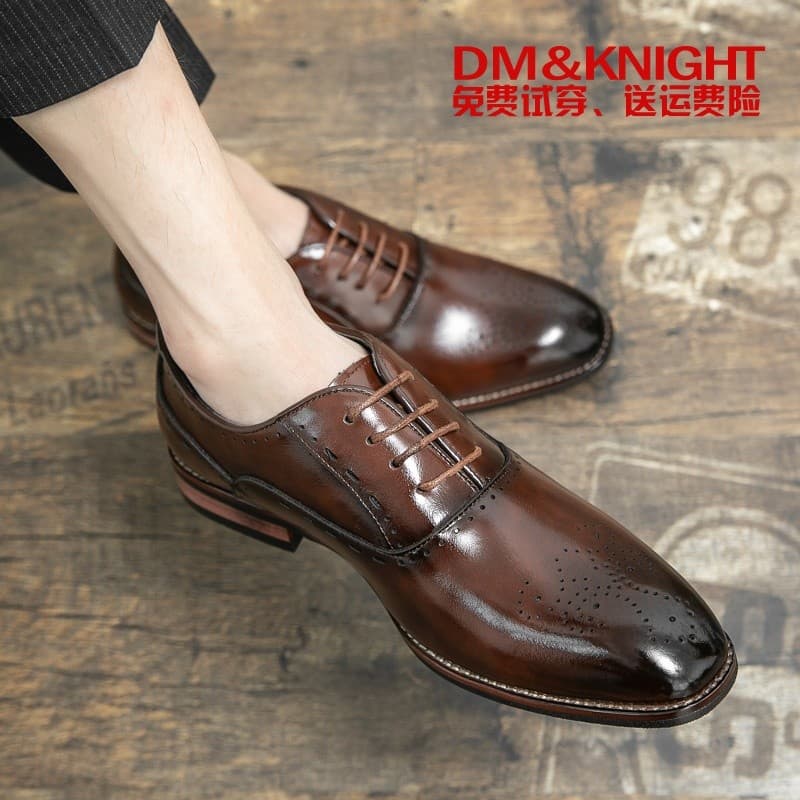 Brock sapatos de couro masculino versão coreana britânica Casual negócios aumento interno sola de salto de madeira sapat