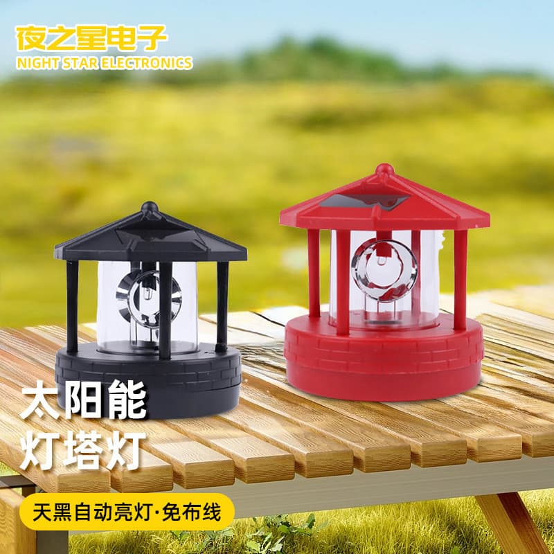 [Estoque pronto] Farol solar LED luz ao ar livre farol giratório solar acessórios de resina jardim paisagem luz decoraçã