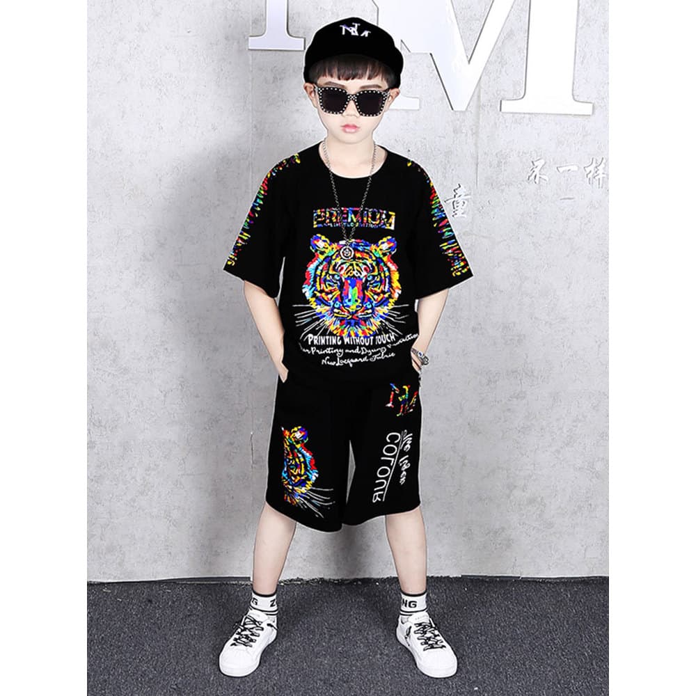 Crianças roupas infantis meninos terno de manga curta roupas de verão 2026 novo estilo Street Wear 9 roupas masculinas c