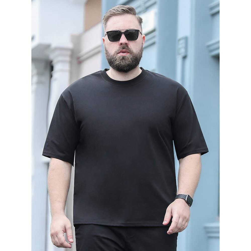 Baishenghu plus Size masculino verão cor sólida manga curta camiseta Casual roupas superiores mais gordura mais gordura