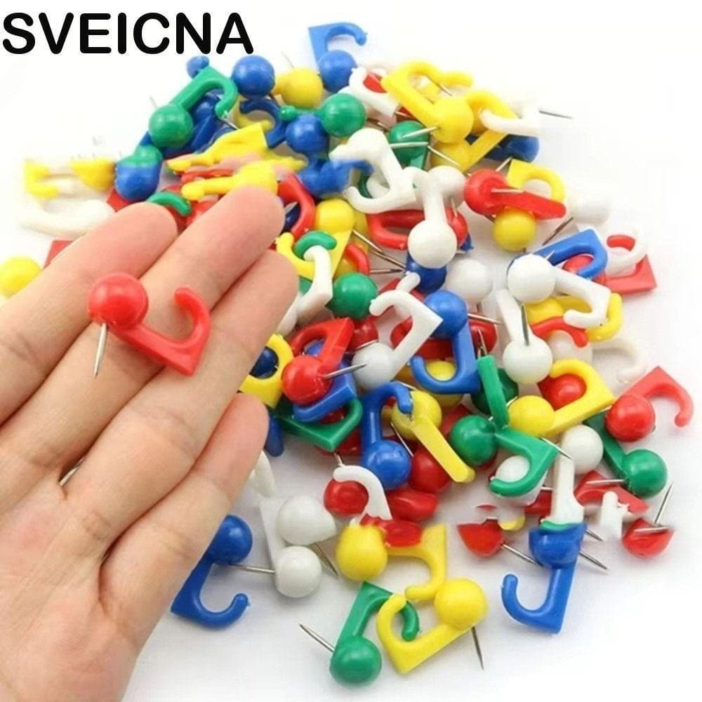 SVEICNA 100 Unidades De Alfinetes Coloridos , Tachas Criativas Reutilizáveis , Alfinete De Placa De Cortiça De Fácil Ins