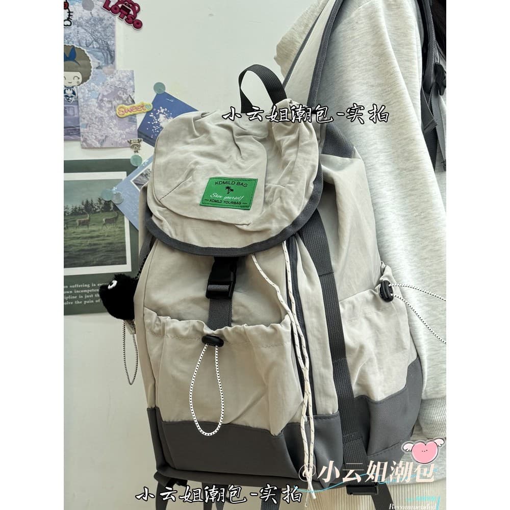 2025 primavera novo estilo ao ar livre montanhismo viagem cordão mochila estudante mochila feminina Retro estilo Hong Ko